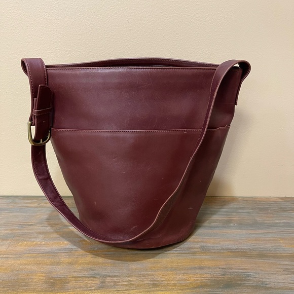 Talbots Handbags - Vintage Talbots Adjustable Strap Leather Bucket Bag Brown Lined Womens